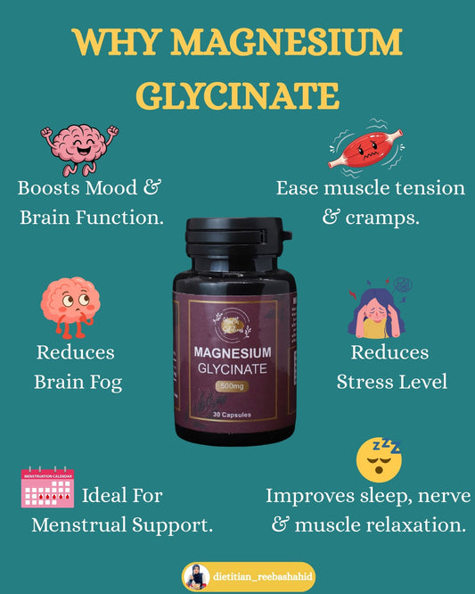 Magnesium Glycinate - 30 Capsules - Dietitian Reeba Shahid